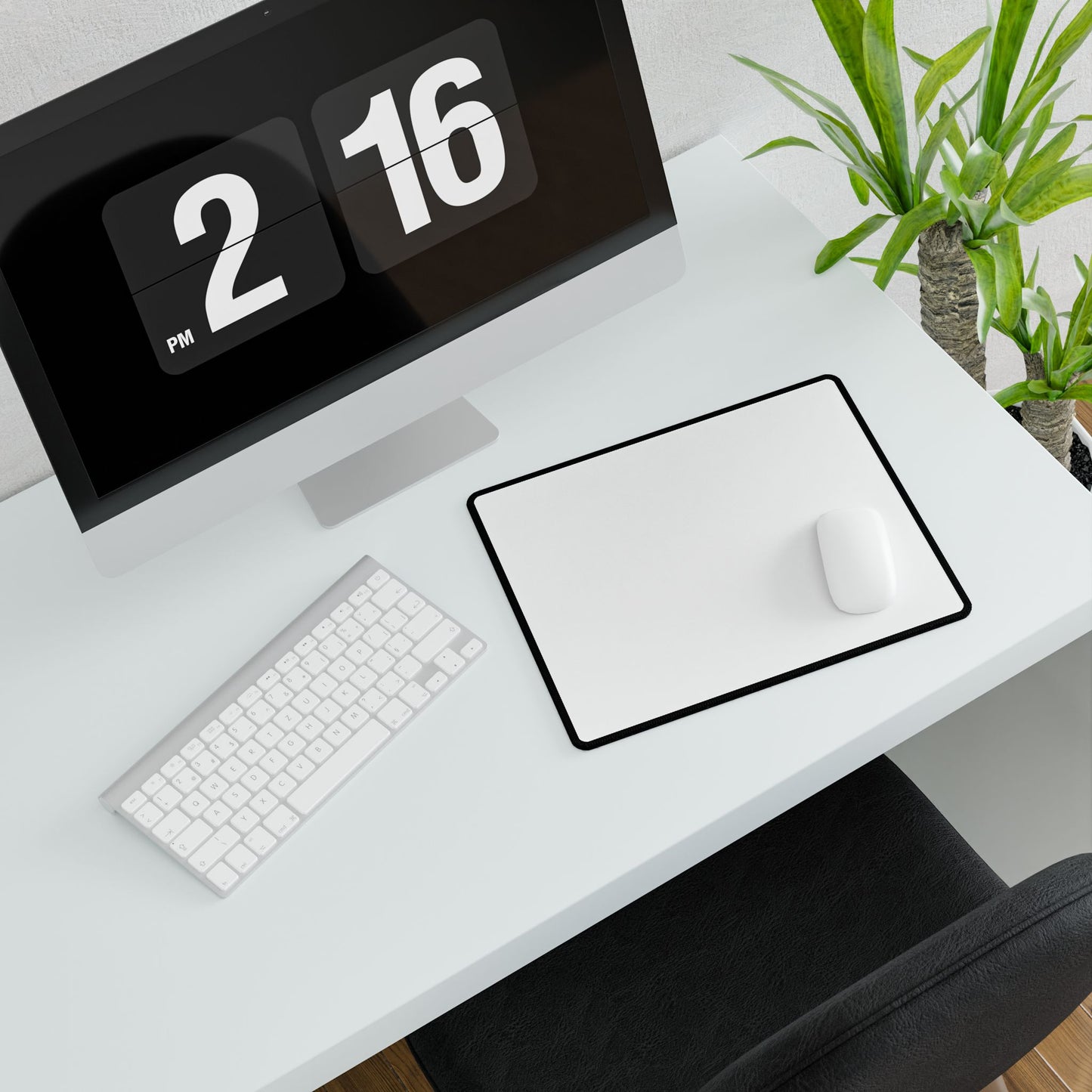 Large Minimalist Desk Mat – Black/White Gaming & Office Mousepad